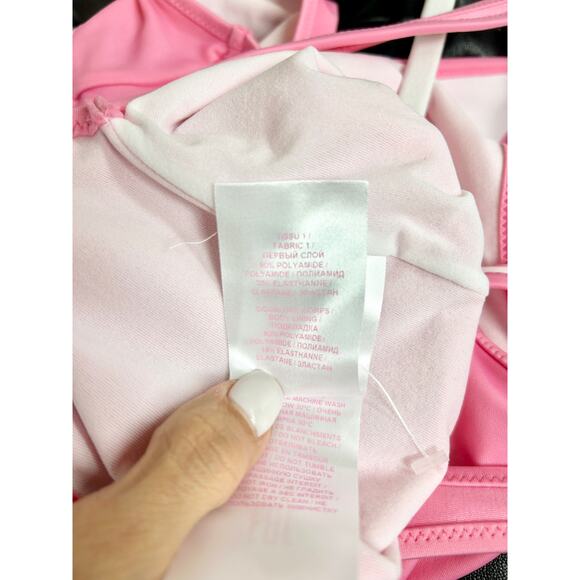 NWT Balmain x Barbie Logo Scoop Neck Open Back One-Piece Swimsuit Pink Size 34/2 - Picture 8 of 8